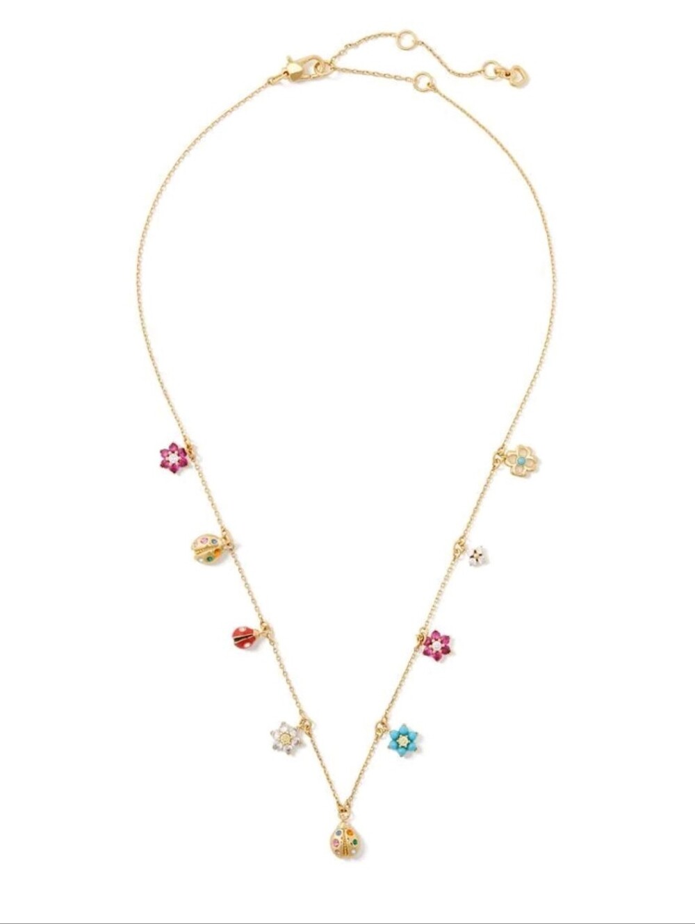 Kate Spade New York nature walk in the park ladybug charm necklace NWT flowers